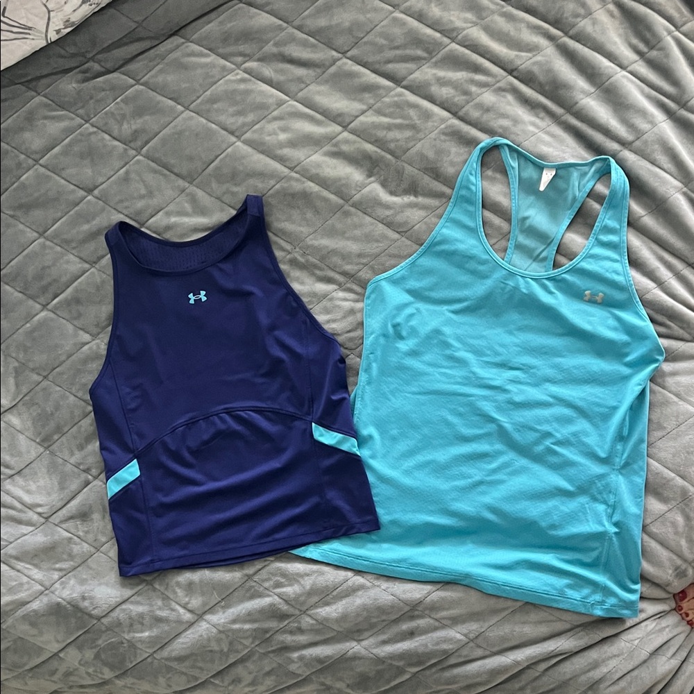 Under Armour Navy and Aqua Tank Tops